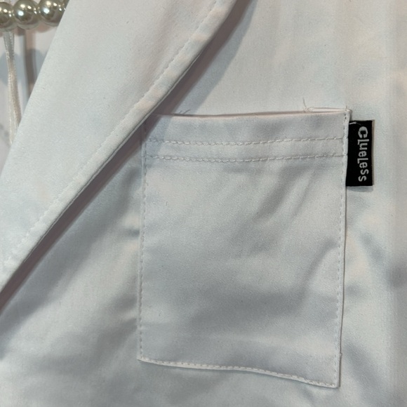 clueless ugh As if white cropped button front sleep top with faux fur sleeve M/L - Picture 7 of 9